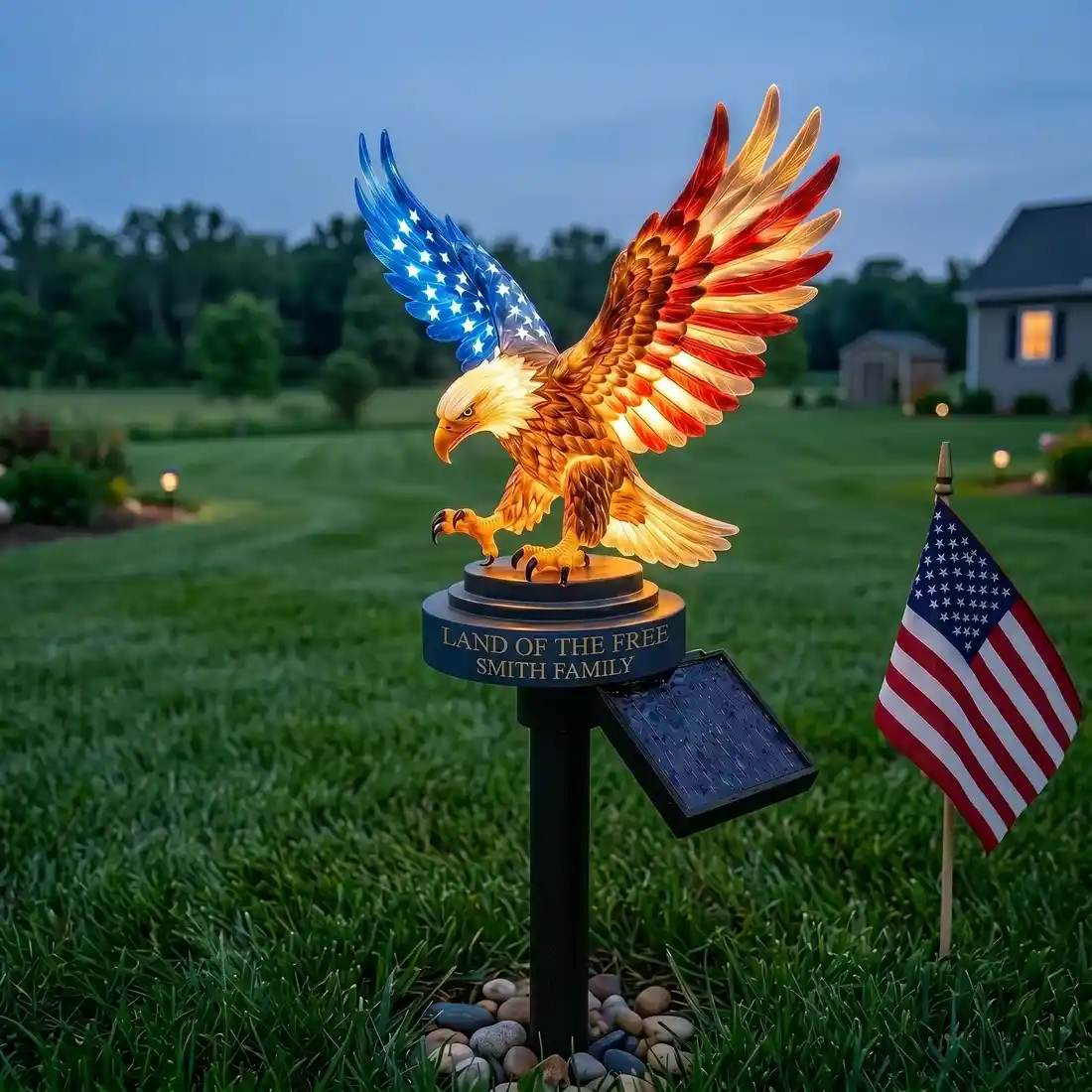Personalized Solar Eagle Garden Light American Freedom Tribute